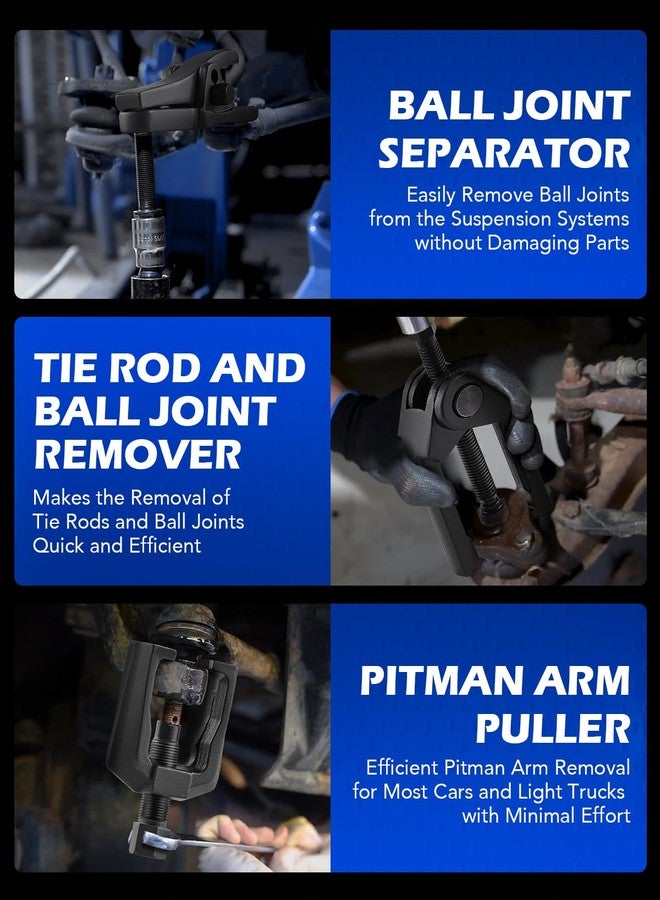 Orion Motor Tech مجموعة أدوات أوريون موتور تك 5 في 1 لفصل وصلات الكرة، وسحب ذراع بيتمان، وطرف قضيب التوجيه لخدمة الجزء الأمامي، ومجموعة إزالة الفاصل (RB06) - Image 3